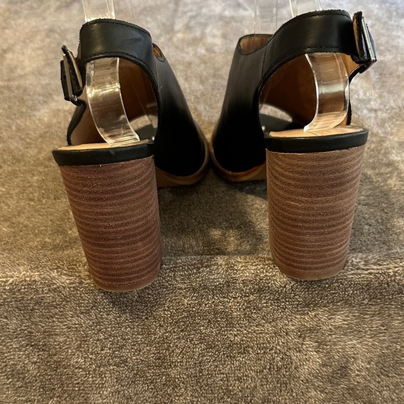 Madewell Black Leather Peep-Toe Mules - Picture 3 of 8